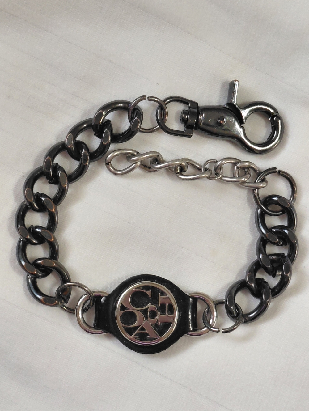 Coach Silver Black Leather Bracelet